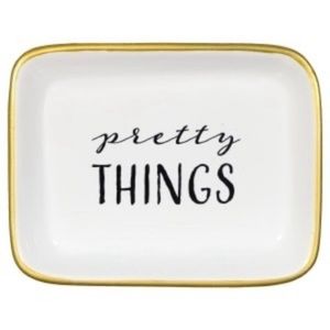 Pretty Things White and Gold Ceramic Trinket Dish